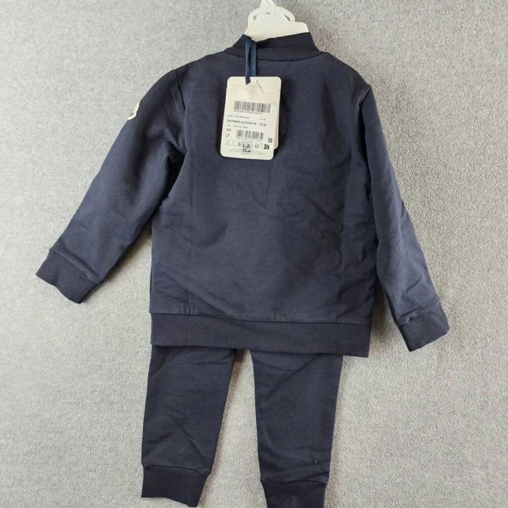 Moncler Cotton Blend Full Zip Sweatshirt & Sweatpants Set Boys 3A Navy L/S